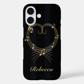 Personalisierte Noten des Goldenen Herzens iPhone 16 Hülle