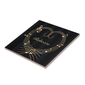 Personalisierte Noten des Goldenen Herzens Fliese