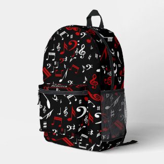 Personalisierte Noten in Rot und Schwarz Bedruckter Rucksack