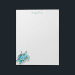 Personalisierte Notepads Wasserfarbenschildkröte Notizblock<br><div class="desc">Dieses personalisierte Notizblock mit seinem Namen oder Monogramm in einer handgeschriebenen Schriftzeichen-Typografie mit der originalen Aquarellkunst der Meeresschildkröte,  perfekt für Hochzeiten oder Sommernoten. Weitere niedliche Bürodesigns wie dieses finden Sie unter www.zazzle.com/dotellabelle</div>