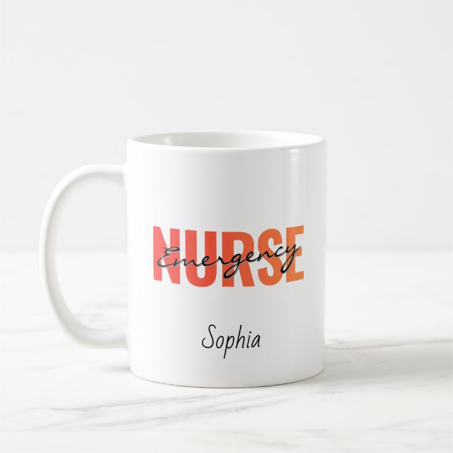 Personalisierte Notfallkrankenschwester Fettschrif Kaffeetasse (Links)