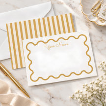 Personalisierte Notizkarte mit goldener welliger U
