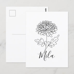 Personalisierte November-Chrysantheme-Geburtsblume Postkarte