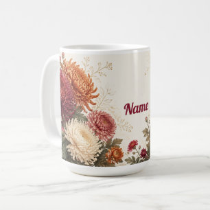 Personalisierte November-Geburtsblume Chrysantheme Kaffeetasse