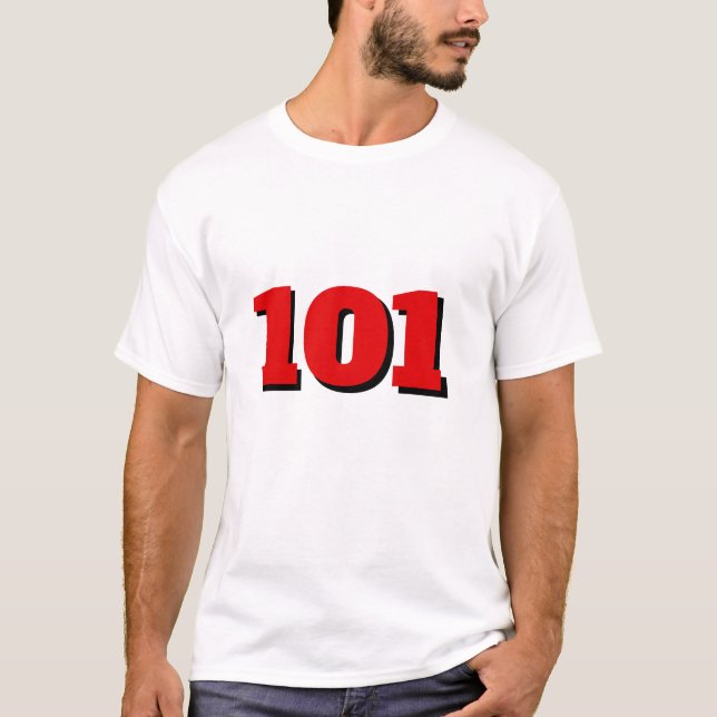 Personalisierte Nummer 101 in rotem T - Shirt (Vorderseite)