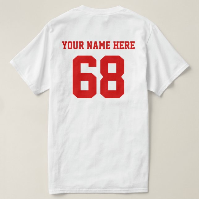 Personalisierte Nummern Name Rot T-Shirt (Design Rückseite)