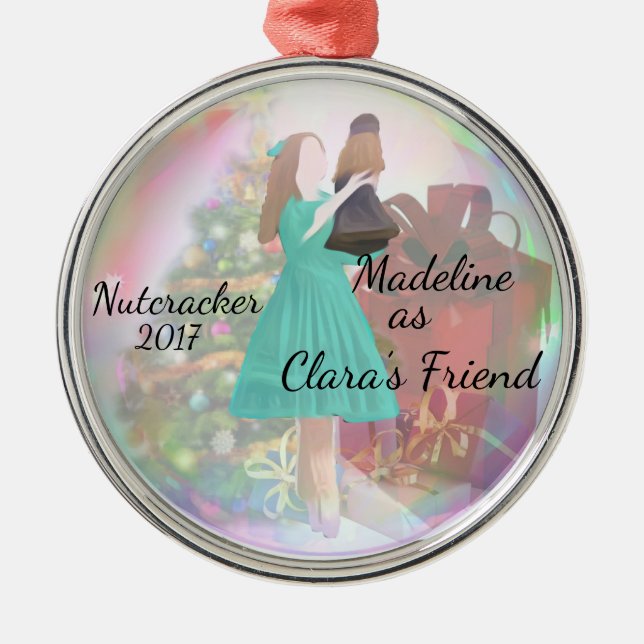 Personalisierte Nussknacker-Verzierung - Claras Silbernes Ornament (Vorne)