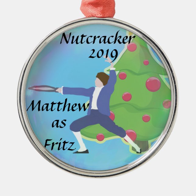 Personalisierte Nussknacker-Verzierung - Fritz Silbernes Ornament (Vorne)