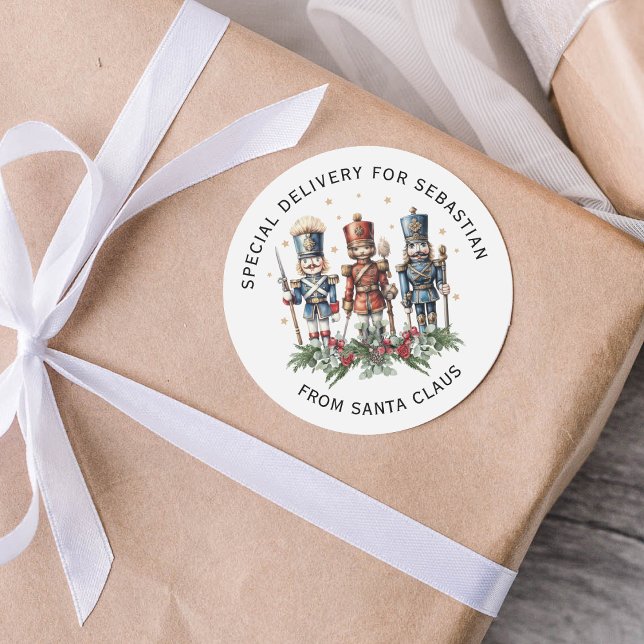 Personalisierte Nutcracker Kids Weihnachten Runder Aufkleber (Von Creator hochgeladen)