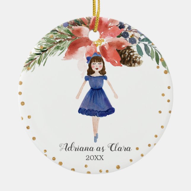 Personalisierte Nutcracker-Ornament Girl Keramik Ornament (Vorne)