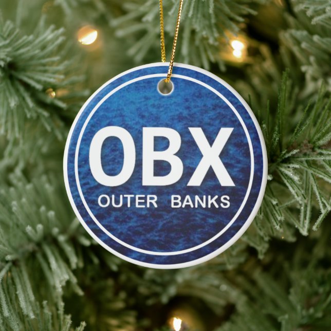 Personalisierte OBX Außenbanken North Carolina Bea Keramik Ornament (Baum)