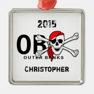 Personalisierte OBX-Skull-Crossbones-Piratenverzie Ornament Aus Metall