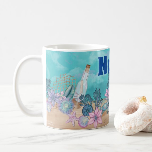 Personalisierte Ocean Beach Kaffee Tasse (Mit Donut)