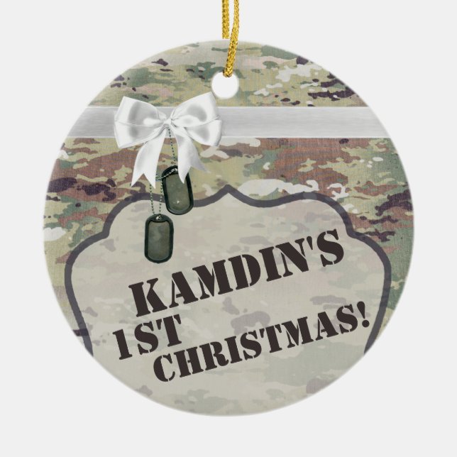 Personalisierte OCP-Camouflage der XMAS-Zierarmee Keramik Ornament (Vorne)