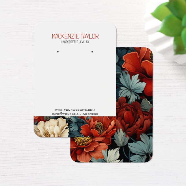 Personalisierte Ohrensichtkarte mit roter Blume (Schreibtisch)