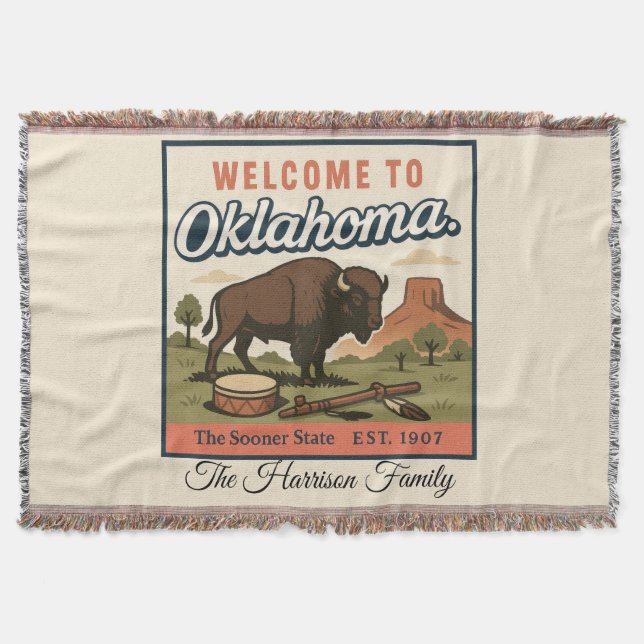 Personalisierte Oklahoma-Wurfdecke Decke (Vorderseite)