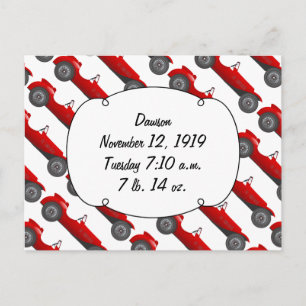 Personalisierte Oldtimer-Baby-Jungen-Statistiken Postkarte