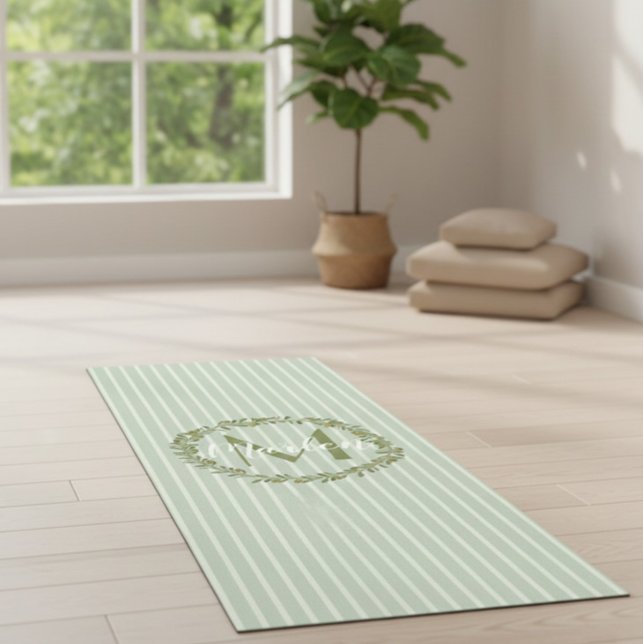Personalisierte Olivenkranz-Monogramm  Yogamatte (Von Creator hochgeladen)