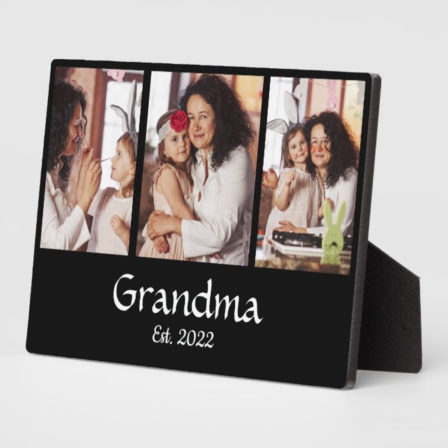Personalisierte Oma Established 3-Foto-Collage Fotoplatte (Seite)