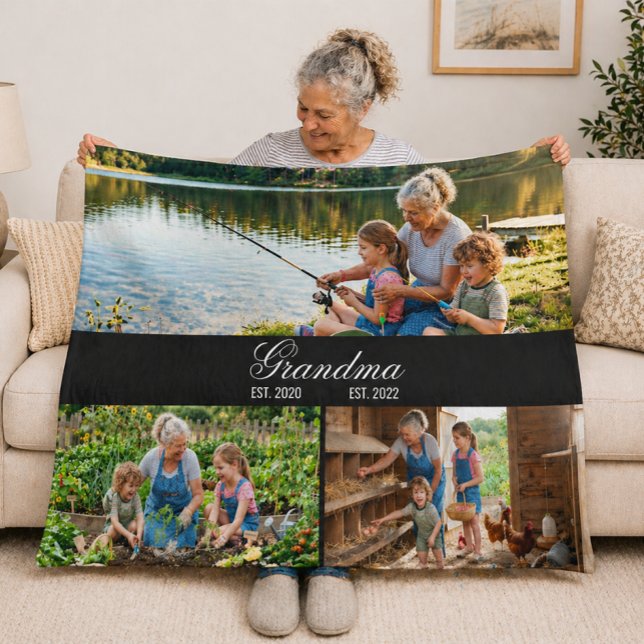 Personalisierte Oma-Fotocollage-Decke Fleecedecke (Personalized Grandma Photo Collage Blanket )