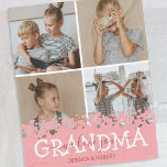 Personalisierte Oma-FotoCollage Fleecedecke<br><div class="desc">Personalisierte Winterdecke von Großmutter mit einer 4-Foto-Collage der Enkel,  einem niedlichen rosa Herzdesign,  dem Sprichwort "Wir Liebe du Oma" und den Kindernamen.</div>