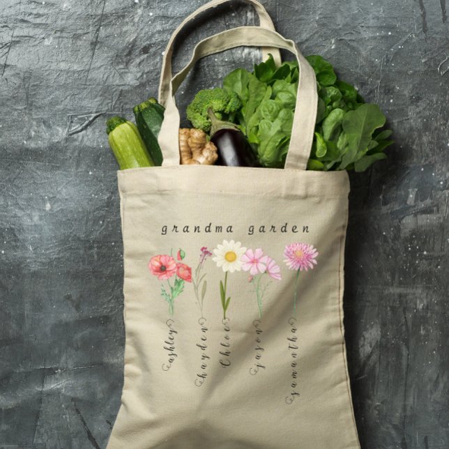 Personalisierte Oma-Garten-Geburtsblumen  Tragetasche (Von Creator hochgeladen)