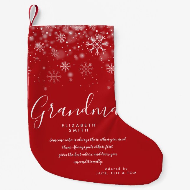 Personalisierte Oma Granny Zitat Urlaub Schnee Kleiner Weihnachtsstrumpf (Vorderseite)