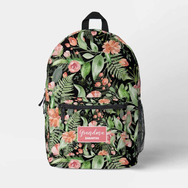 Personalisierte Oma Muttertag Schwarz Bedruckter Rucksack (Vorderseite)