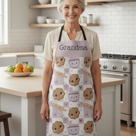 Personalisierte Oma-Schürze Kawaii Cookie Gingham  Schürze