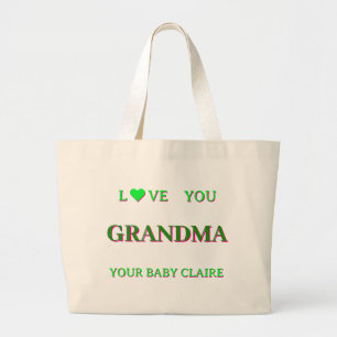 Personalisierte Oma Script Large Tote Bag GREEN Jumbo Stoffbeutel