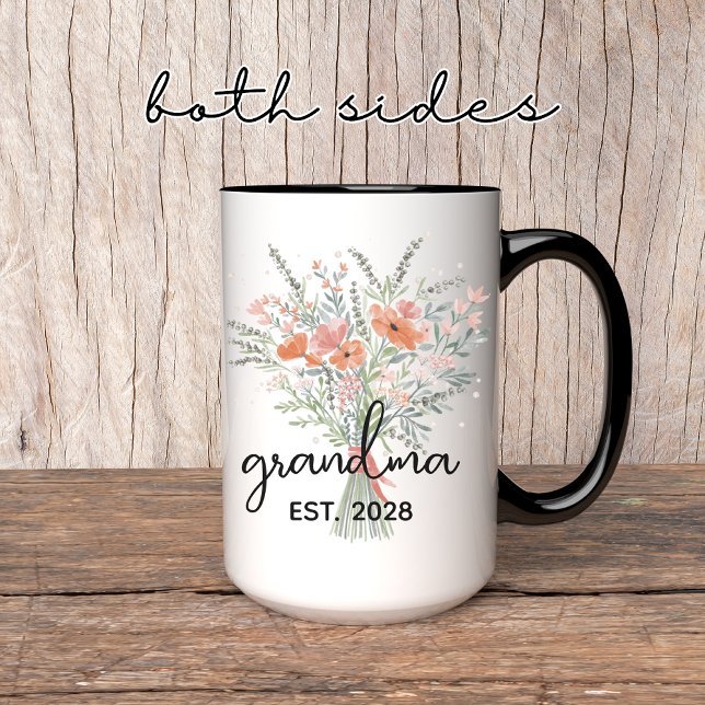 Personalisierte Oma-Tasse, Muttertagsgeschenk Tasse (floral grandma mug, new grandma mug, grandmother coffee cup, mothers day mug, botanical grandma mug)