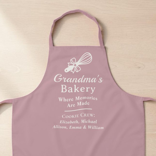 Personalisierte Omas Bäckerei Dusty Rose Küche Schürze (Personalized Grandma's Bakery Dusty Rose Kitchen Apron)