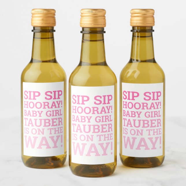 Personalisierte Ombre Sip Hooray Girl Dusche Weinetikett (Flaschen)