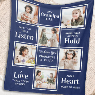 Personalisierte Opa-Foto-Collage-Fleece-Decke Fleecedecke