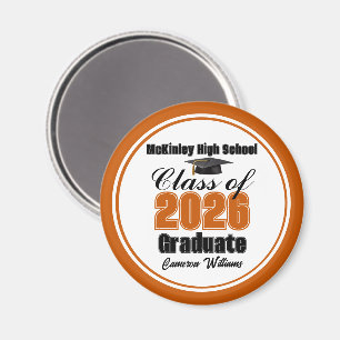 Personalisierte Orange-Abschlussfeier der Klasse 2 Magnet