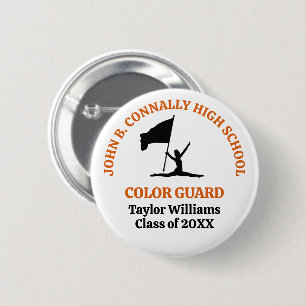Personalisierte Orange High School Color Guard Button