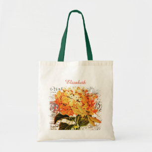 Personalisierte Orange Hydrangea und Libelle Tote Tragetasche