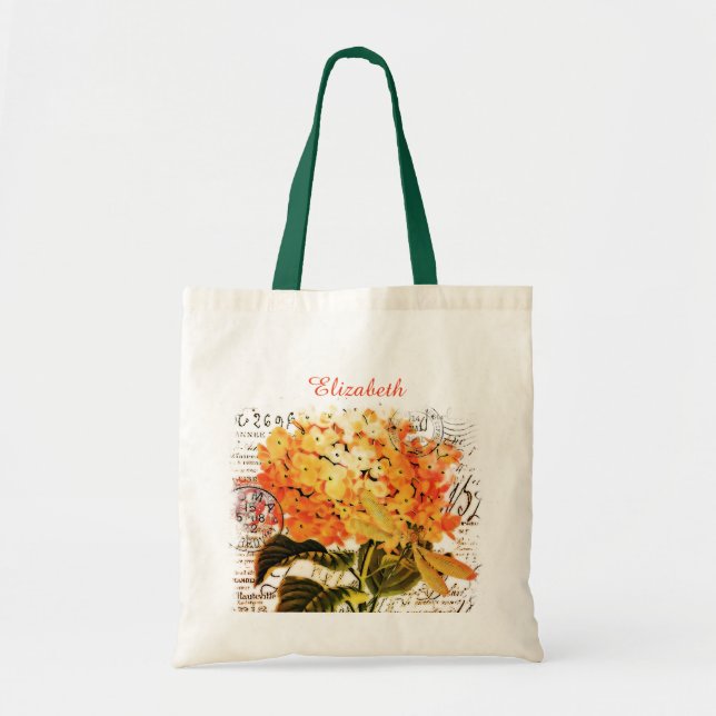 Personalisierte Orange Hydrangea und Libelle Tote  Tragetasche (Vorne)