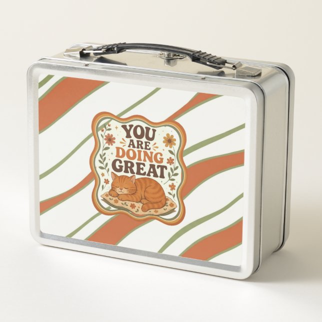 Personalisierte orange Katzen Lunchbox (Rückseite)