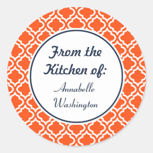 Personalisierte Orange Kitchen Stickers