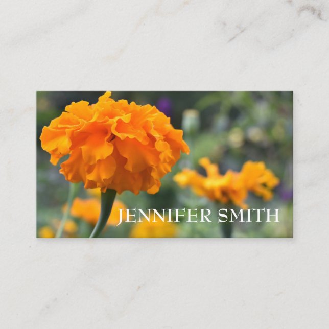 Personalisierte Orange Marigold Nature Blume Visitenkarte (Vorderseite)