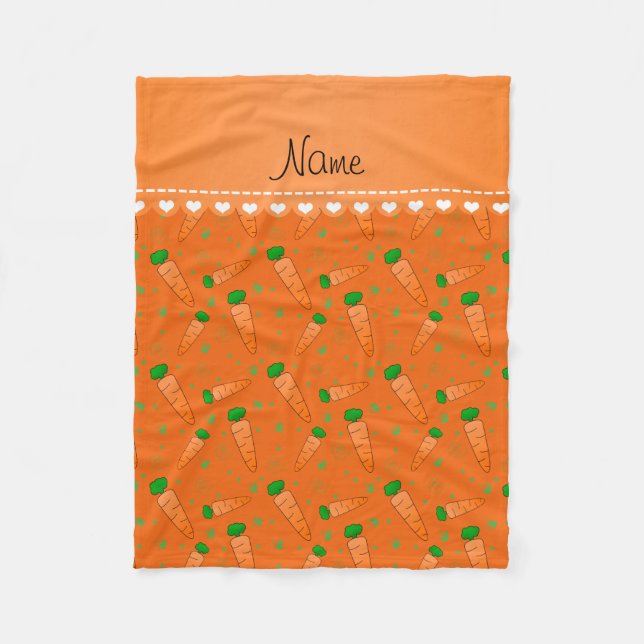 Personalisierte orange Namenskarotten Fleecedecke (Vorderseite)