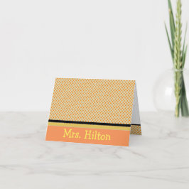 Personalisierte Orange Polka Dot Notecards Dankeskarte