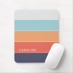 Personalisierte Orange Rot Dunkelblau Grün Streife Mousepad