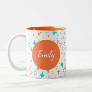 Personalisierte Orange-Tasse mit Sternen Zweifarbige Tasse
