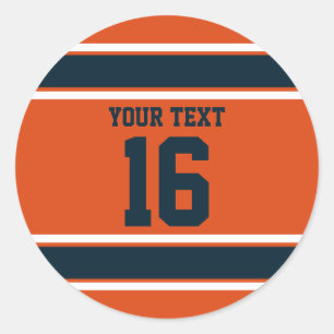 Personalisierte Orange- und Dunkelblaue Sportstrei Runder Aufkleber