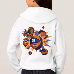 Personalisierte orangefarbene Basketbälle für Mädc Hoodie