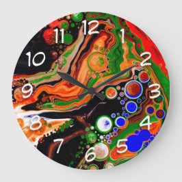 Personalisierte Orangen-, Blau-, Grün-, Schwarz-We Große Wanduhr