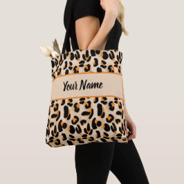 Personalisierte Orangen- und Schwarzleopardrucktas