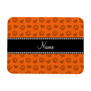 Personalisierte Orangenherzen und Pfotendrucke Magnet